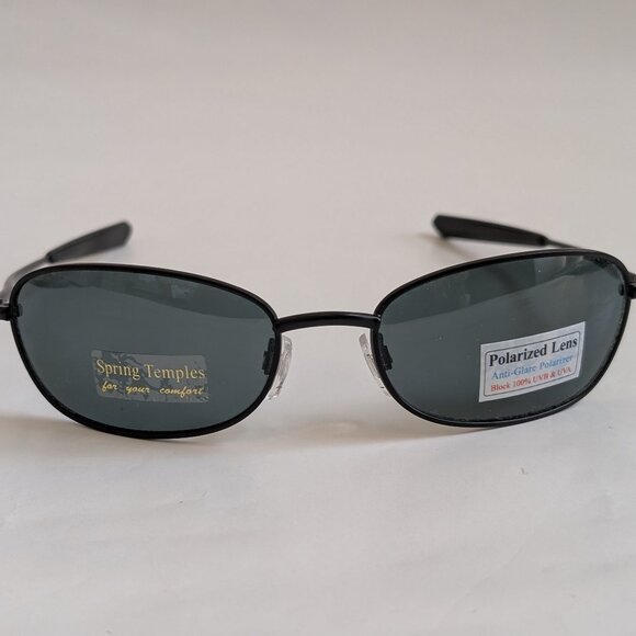 NWT Vintage 90's Rectangle Metal Sports Polarized Sunglasses (M. Black) - Picture 1 of 5